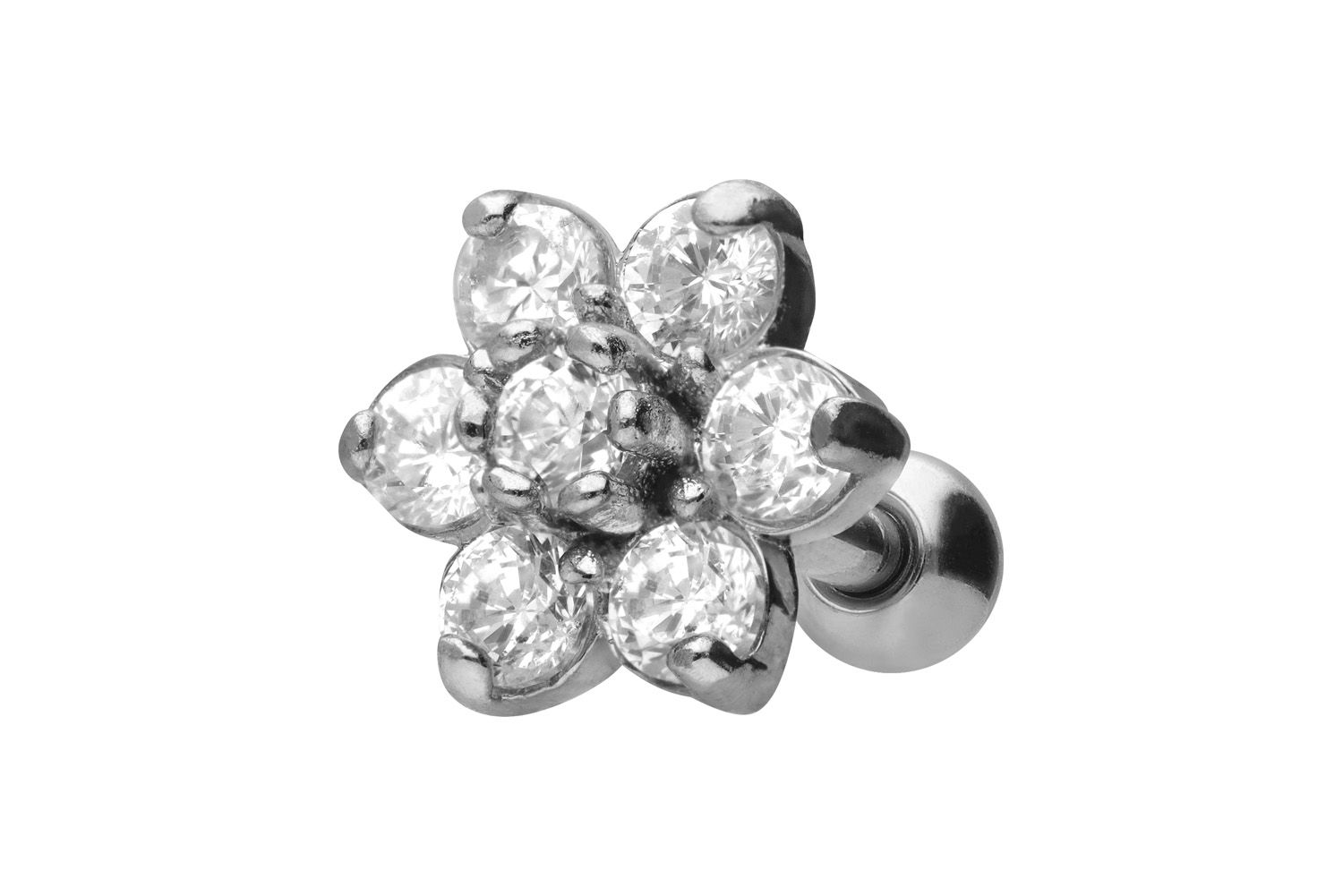 Surgical steel ear piercing CRYSTAL FLOWER