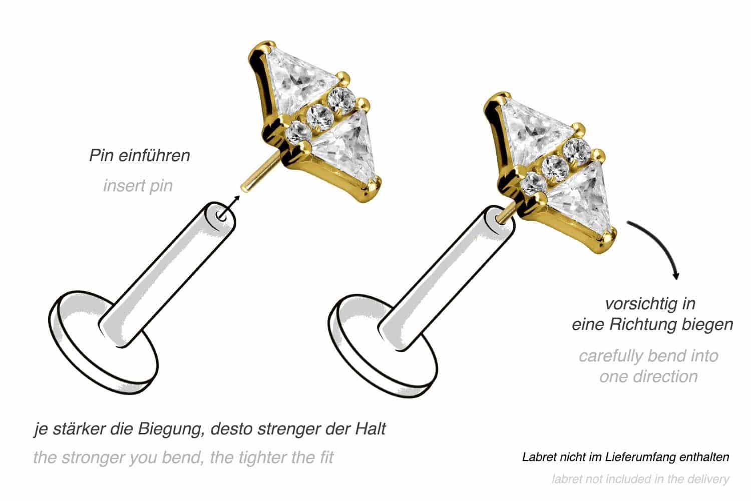 Titanium attachment with push pin CRYSTAL RHOMBUS