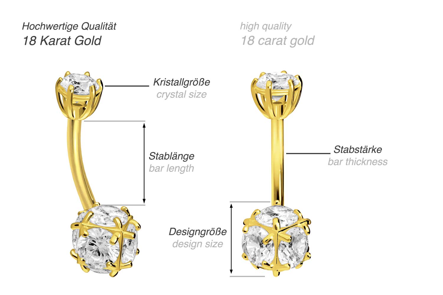 18 Karat Gold Bananabell KRISTALLWÜRFEL