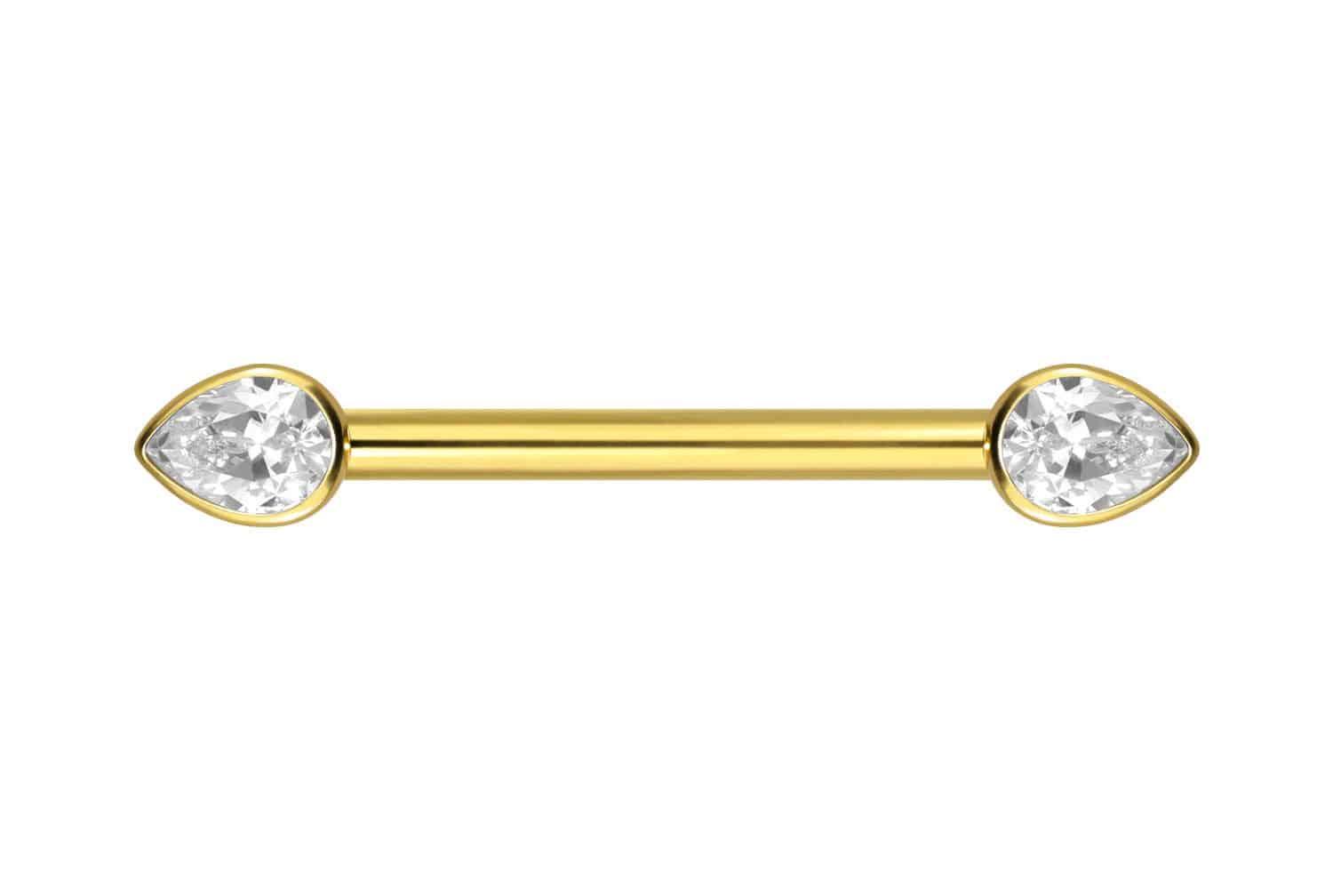 Titanium nipple piercing with internal thread CRYSTAL DROP