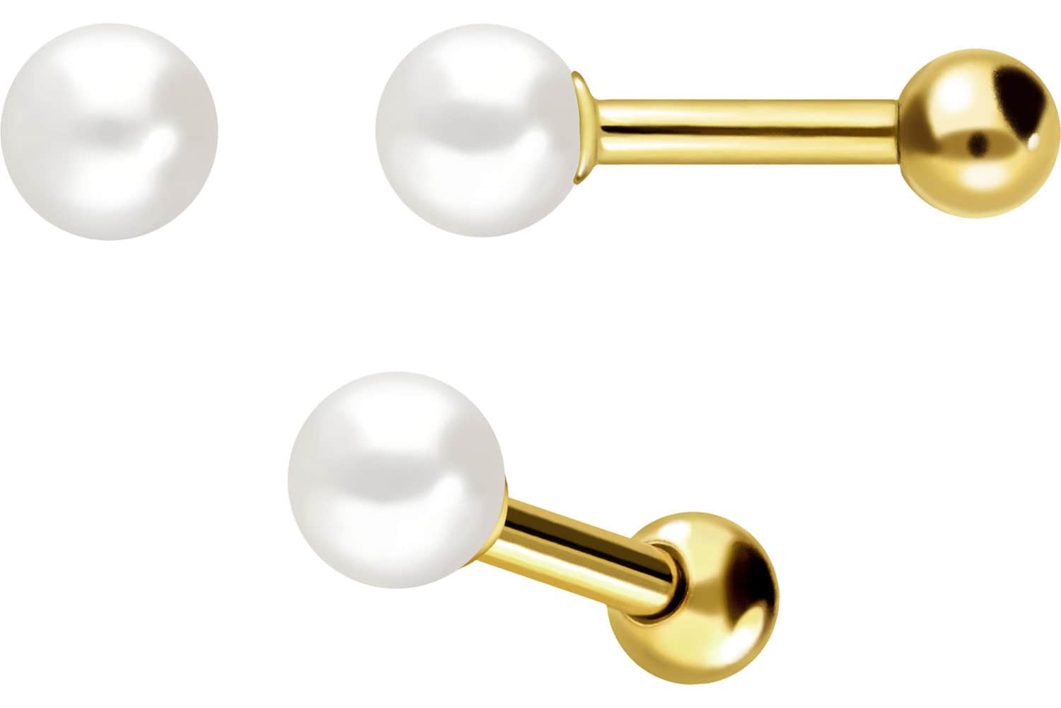 18 Karat Gold Ohrpiercing ECHTE FRISCHWASSERPERLE