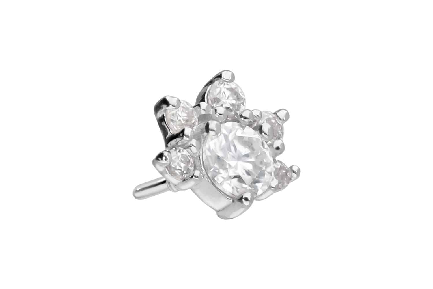 14 carat gold screw-in attachment with external thread MOISSANITE FLOWER
