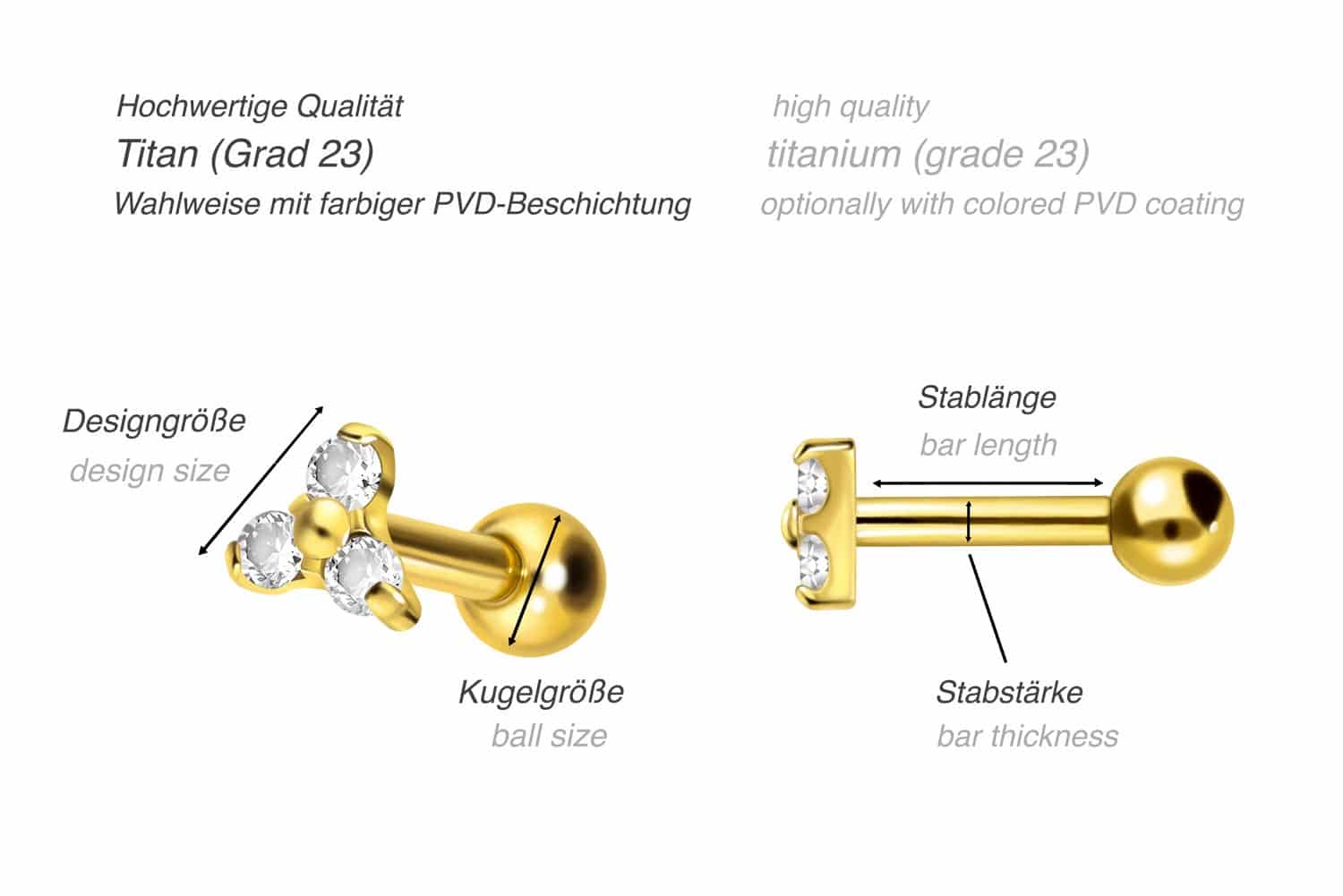 Titan Ohrpiercing KRISTALLBLUME