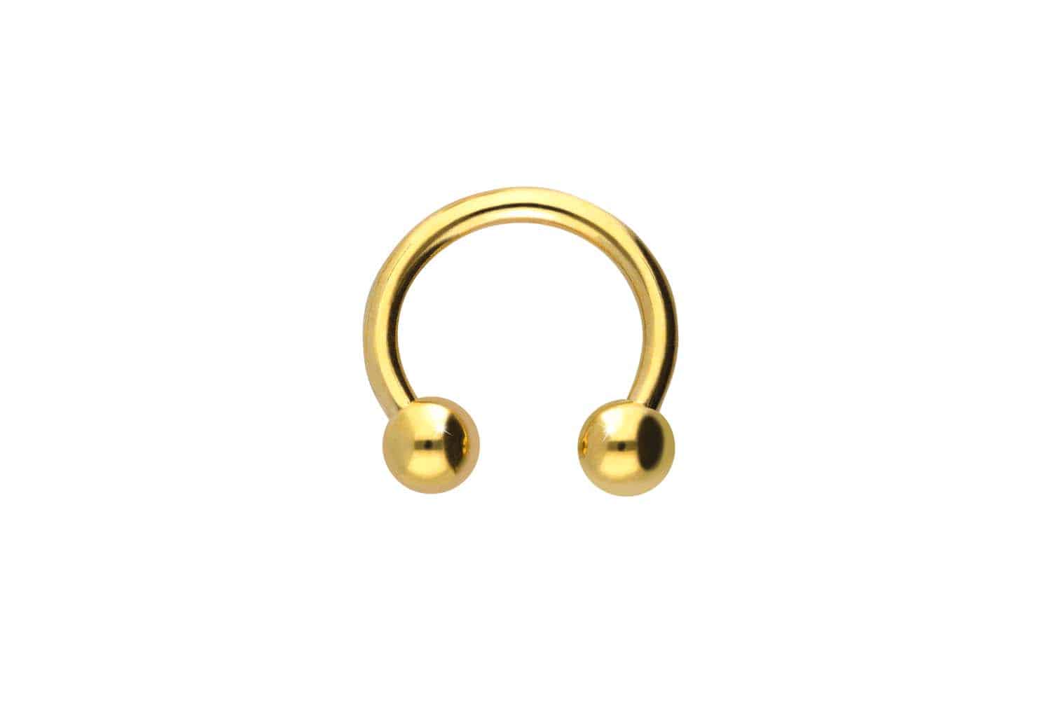 18 carat gold circular barbell