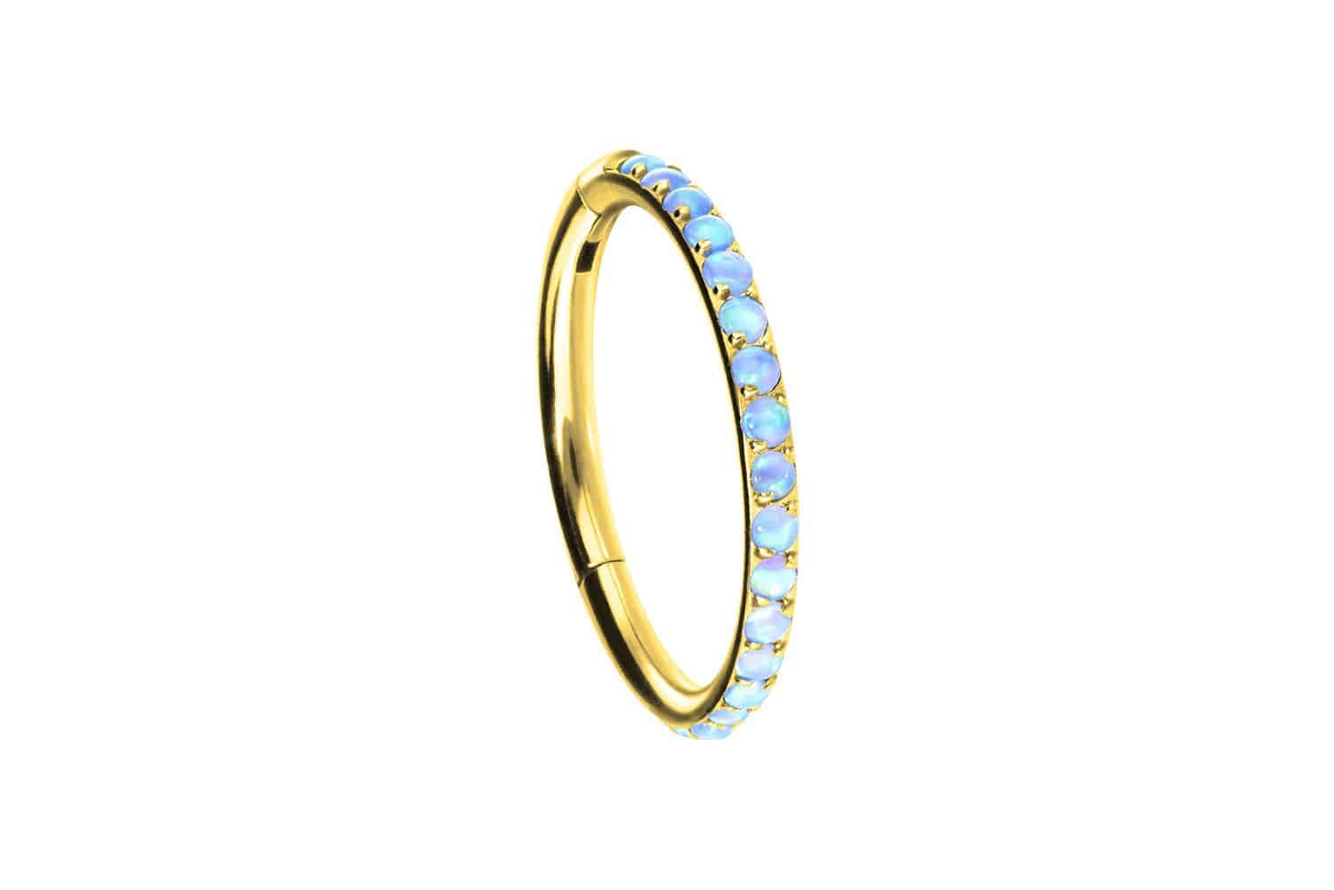 Titanium segment ring clicker SYNTHETIC OPALS