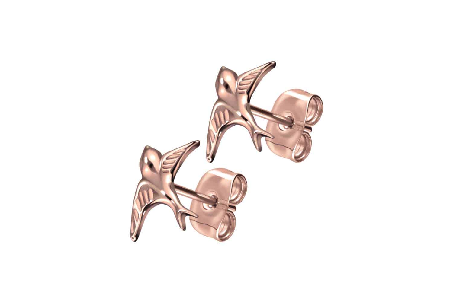 Titanium ear studs SWALLOW