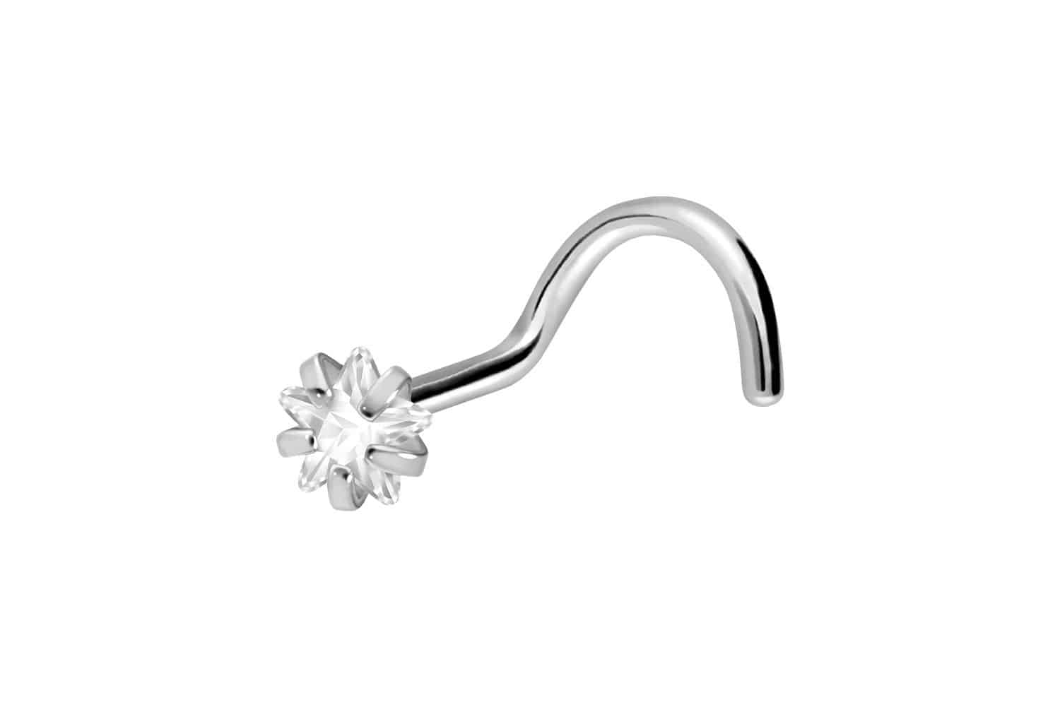 Titanum nose stud spiral SETTED CRYSTAL STAR