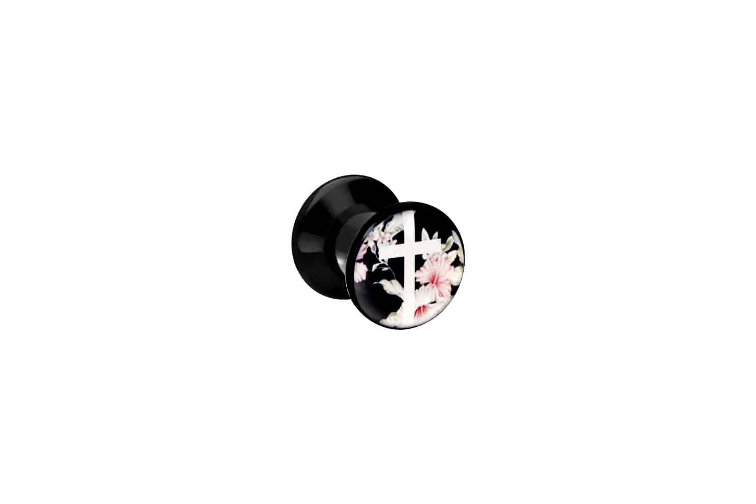 Acrylic plug CROSS + BLOSSOMS