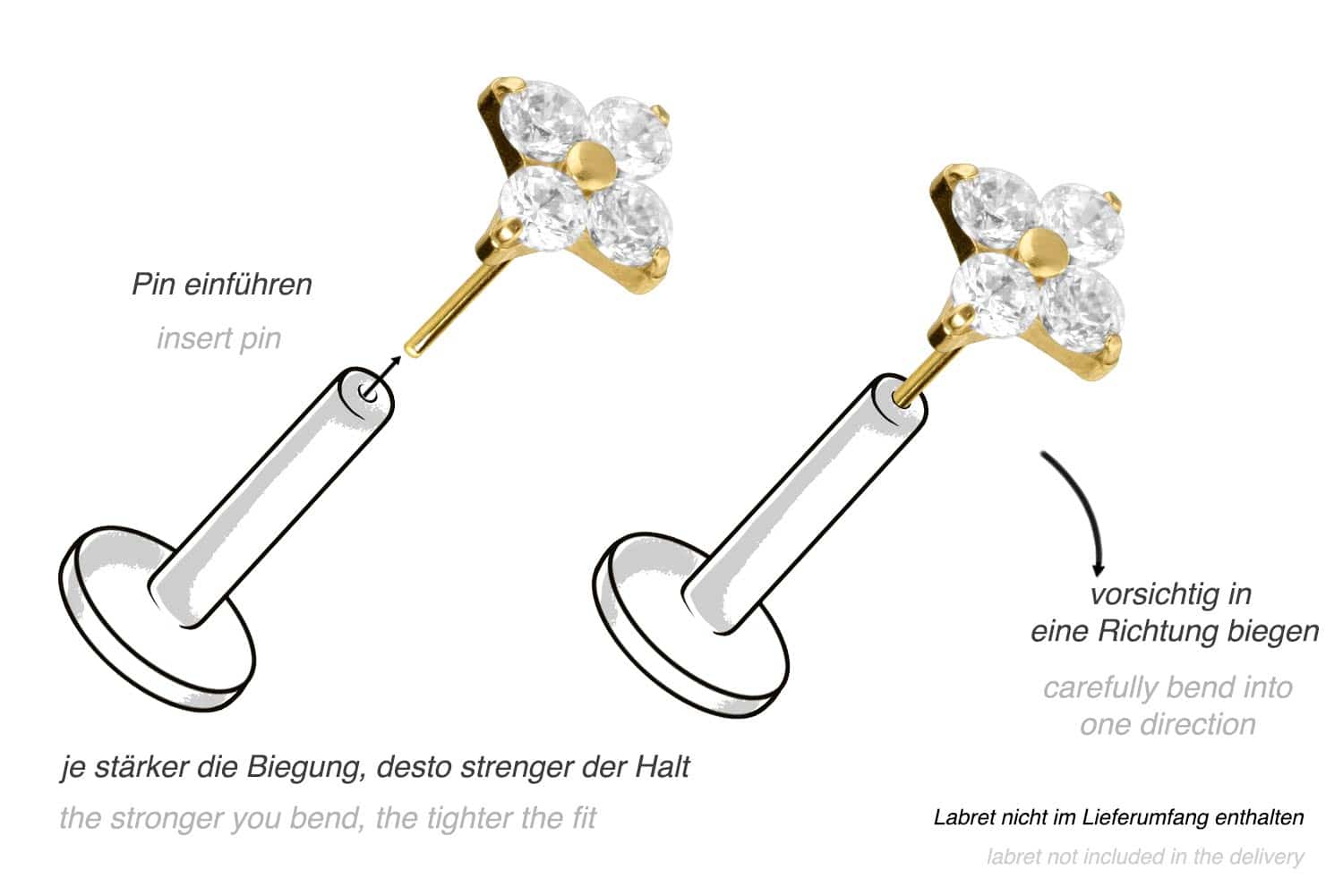 Titanium attachment with push pin CRYSTAL FLOWER