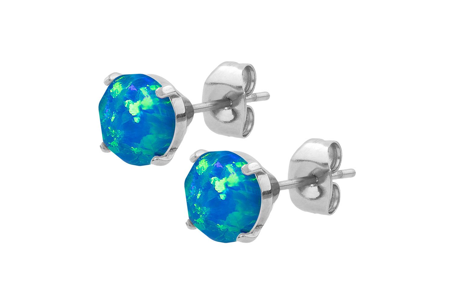 Surgical steel ear studs SYNTHETIC OPAL