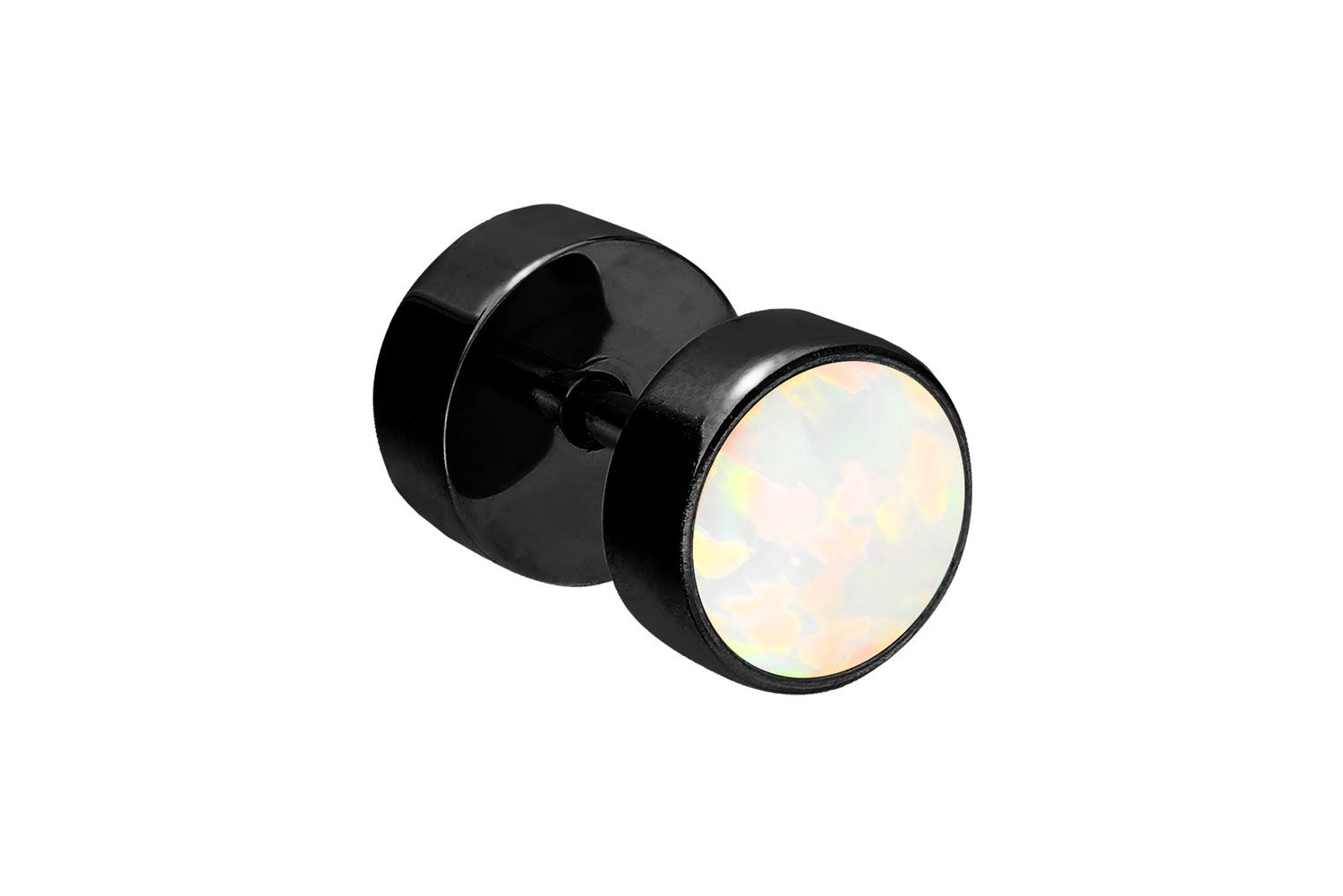 Surgical steel fake plug SYNTHETIC OPAL ++SALE++