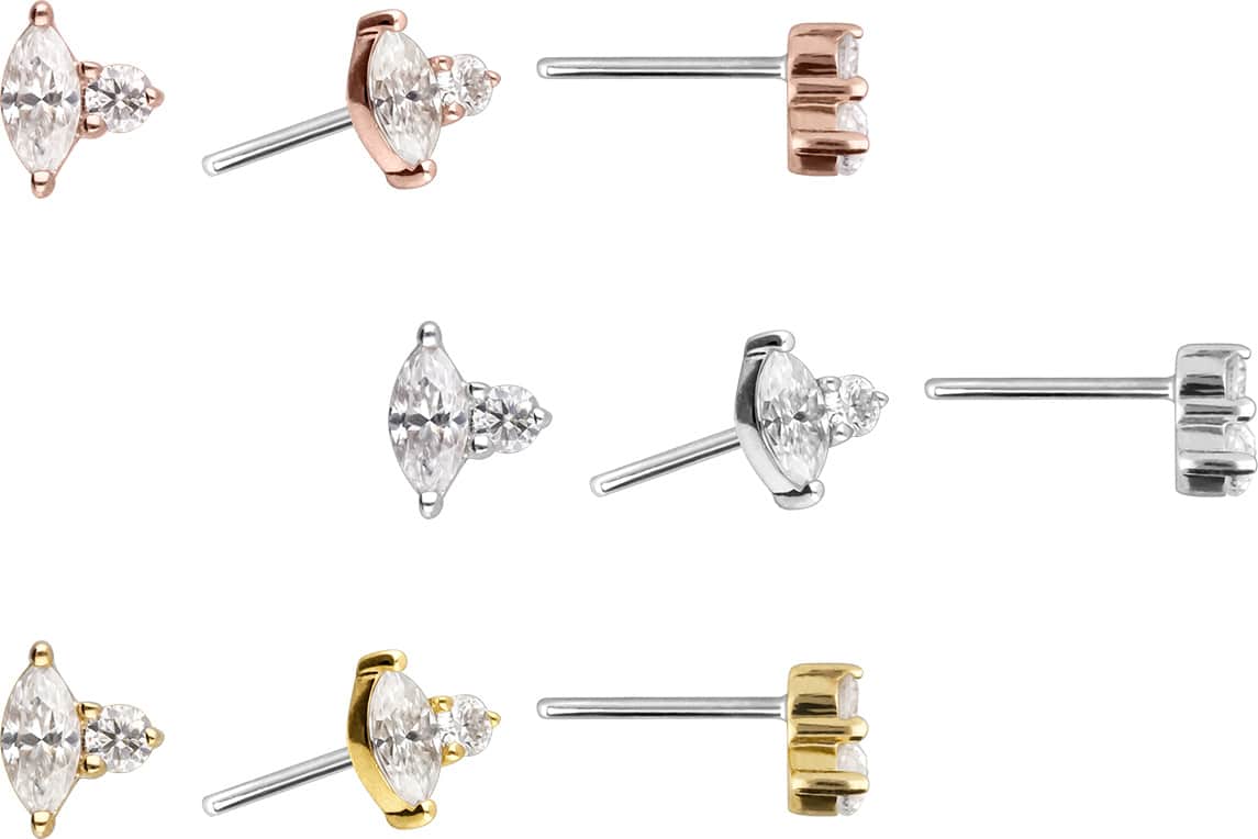 14 carat gold attachment titanium push pin MOISSANITE DESIGN