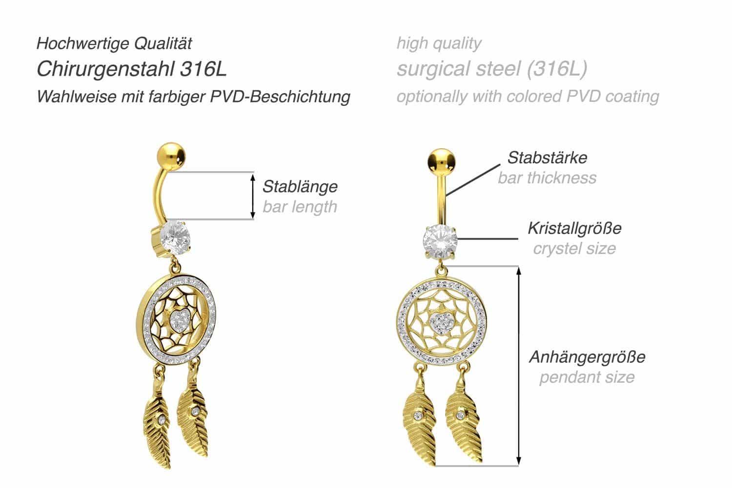 Surgical steel bananabell DREAM CATCHER + HEART