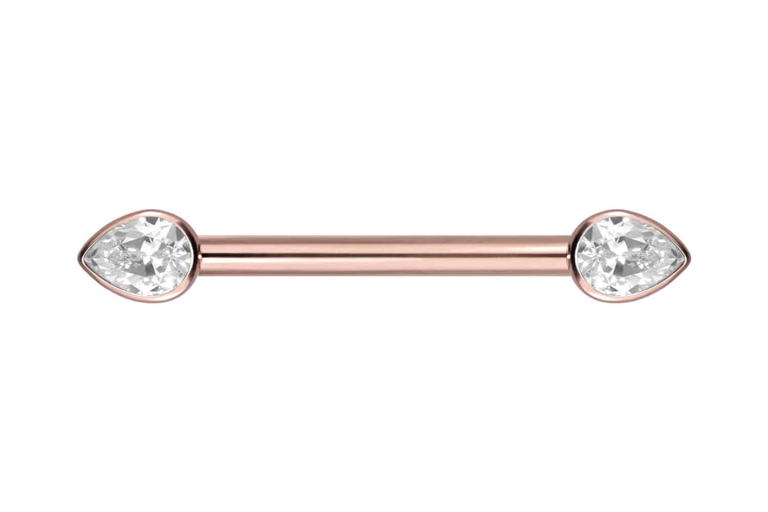 Titanium nipple piercing with internal thread CRYSTAL DROP