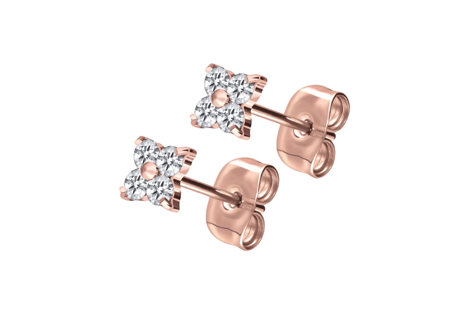 Titanium ear studs CRYSTAL FLOWER