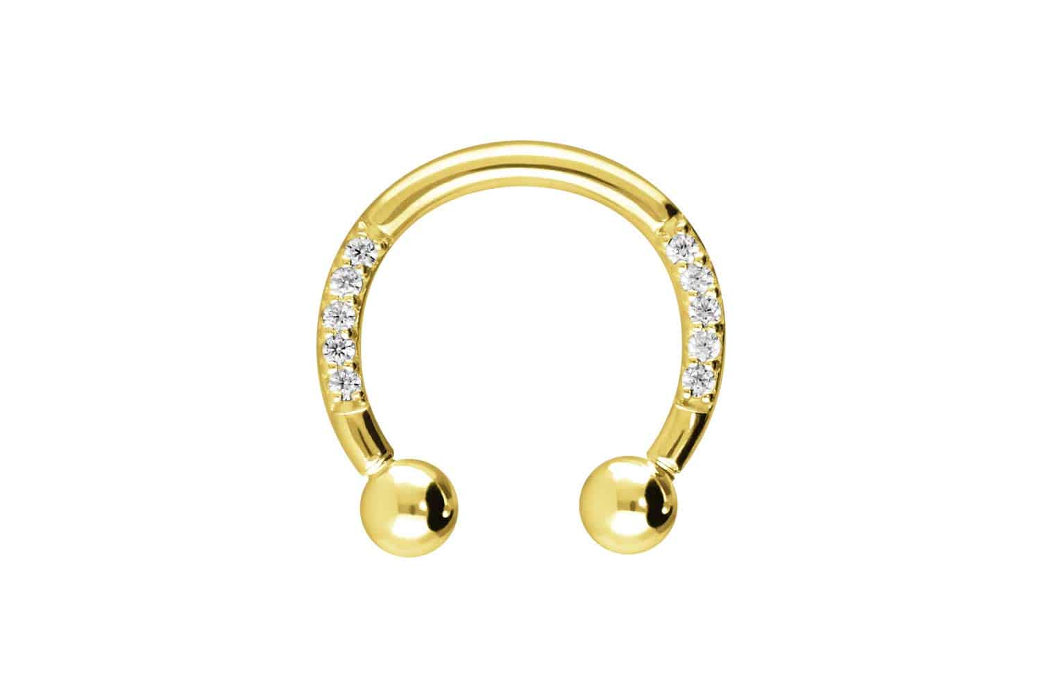 18 carat gold circular barbell SETTED CRYSTALS