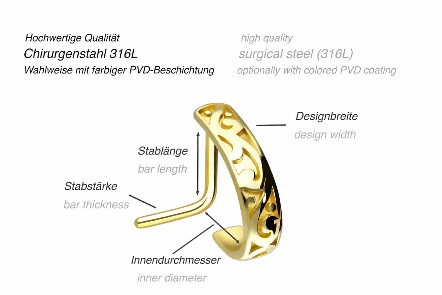 Chirurgenstahl Nasenstecker ORIENTALISCHES DESIGN