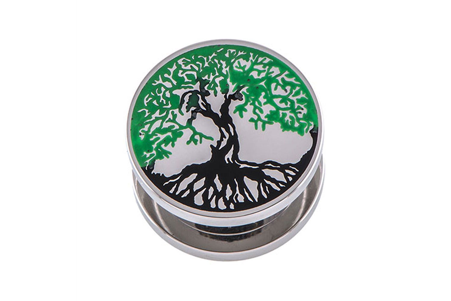 Surgical steel plug TREE OF LIFE