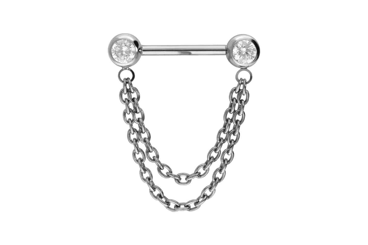 Titanium barbell with push fit 2 CHAINS + CRYSTALS