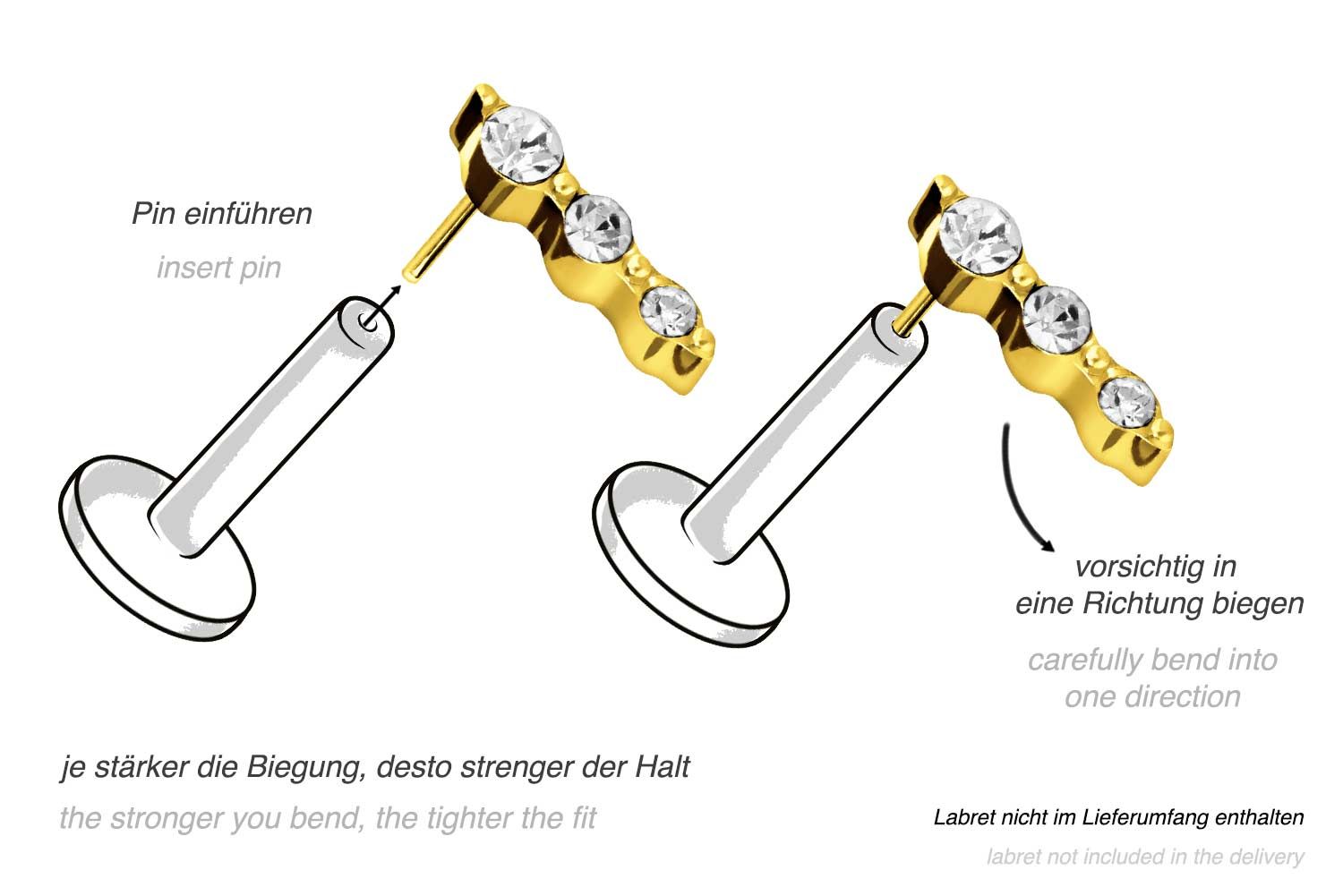 Titanium attachment with push pin 3 CRYSTALS