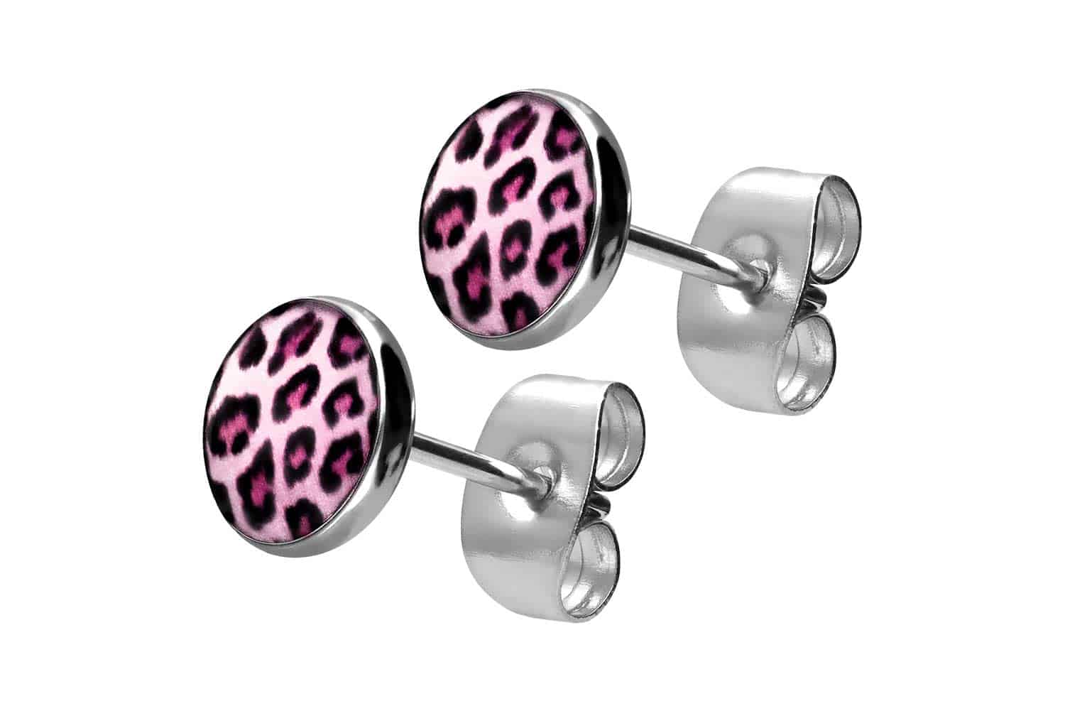 Surgical steel ear studs LEOPARD