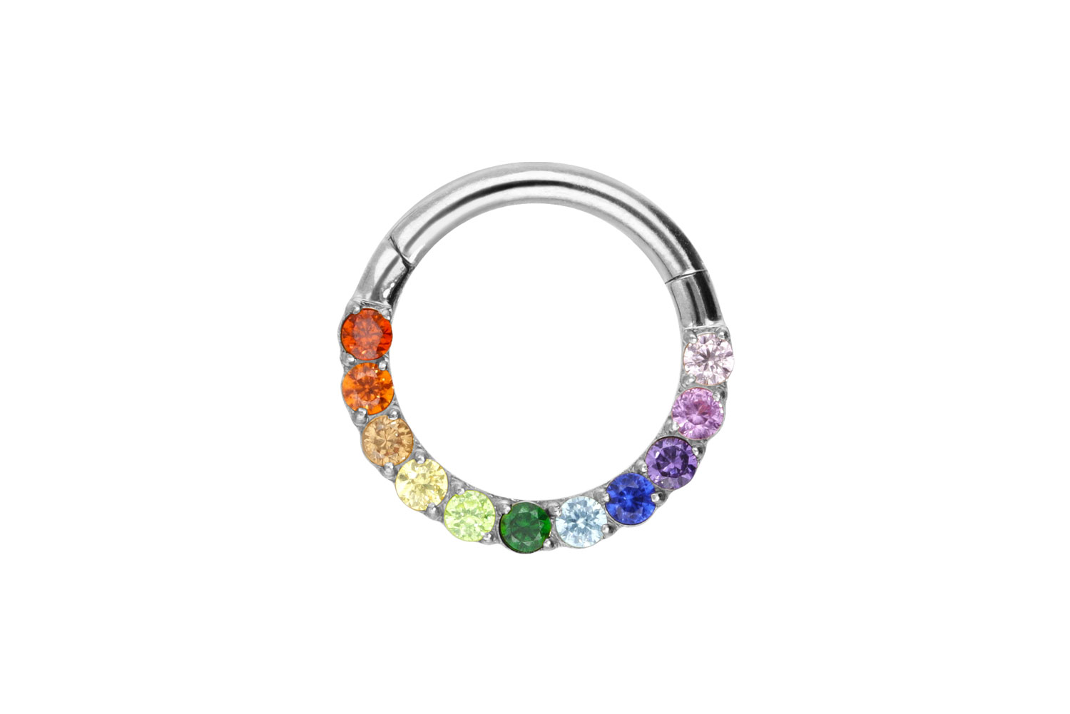 Titanium segment ring clicker SETTED MULTICOLORED CRYSTALS