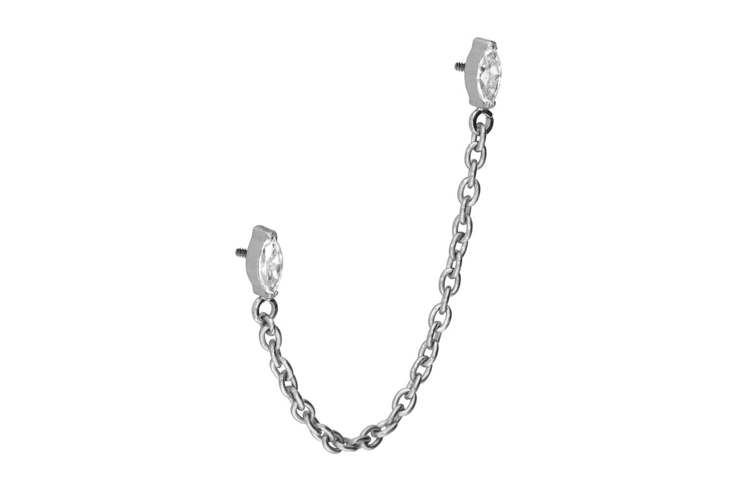 Titanium screw-in attachment with external thread 2 CRYSTAL DROP + CHAIN