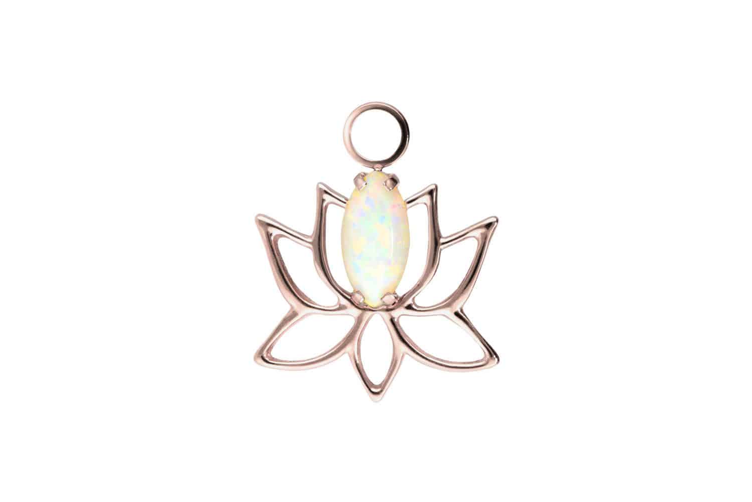 Titanium pendant for clickers LOTUS BLOSSOM + SYNTHETIC OPAL