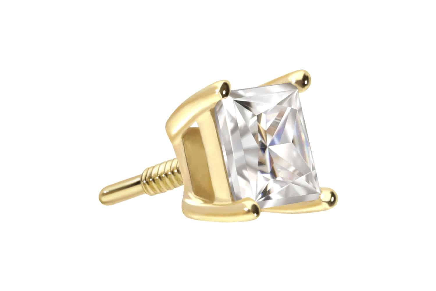 14 carat gold screw-in attachment with external thread MOISSANITE SQUARE