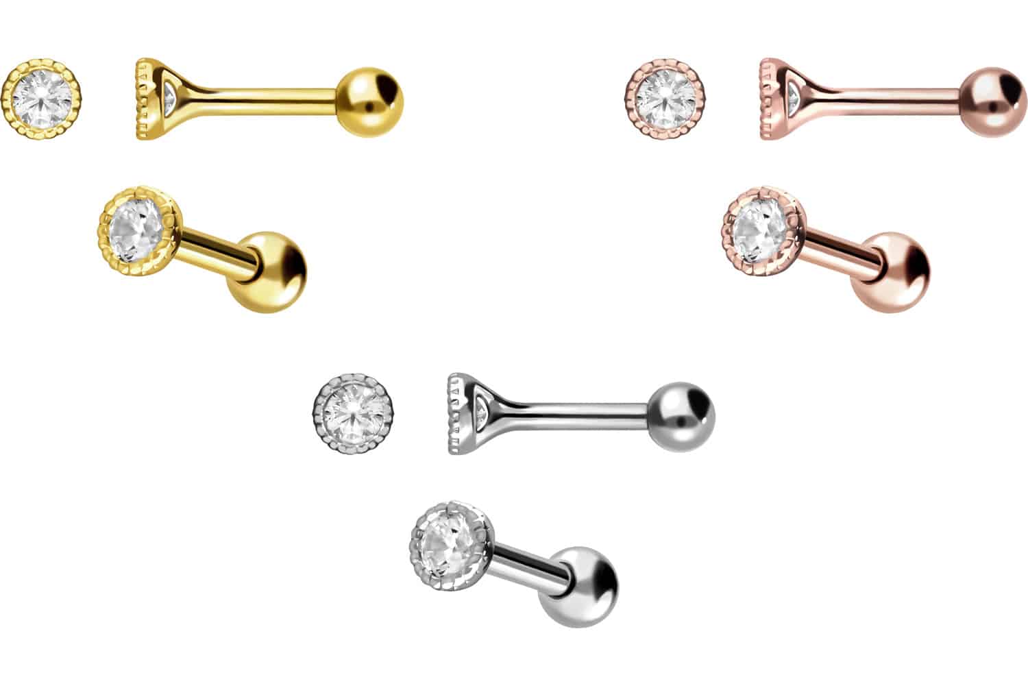 18 Karat Gold Ohrpiercing KRISTALL