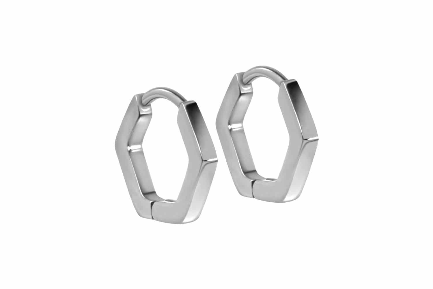 Titanium ear clicker creoles HEXAGON