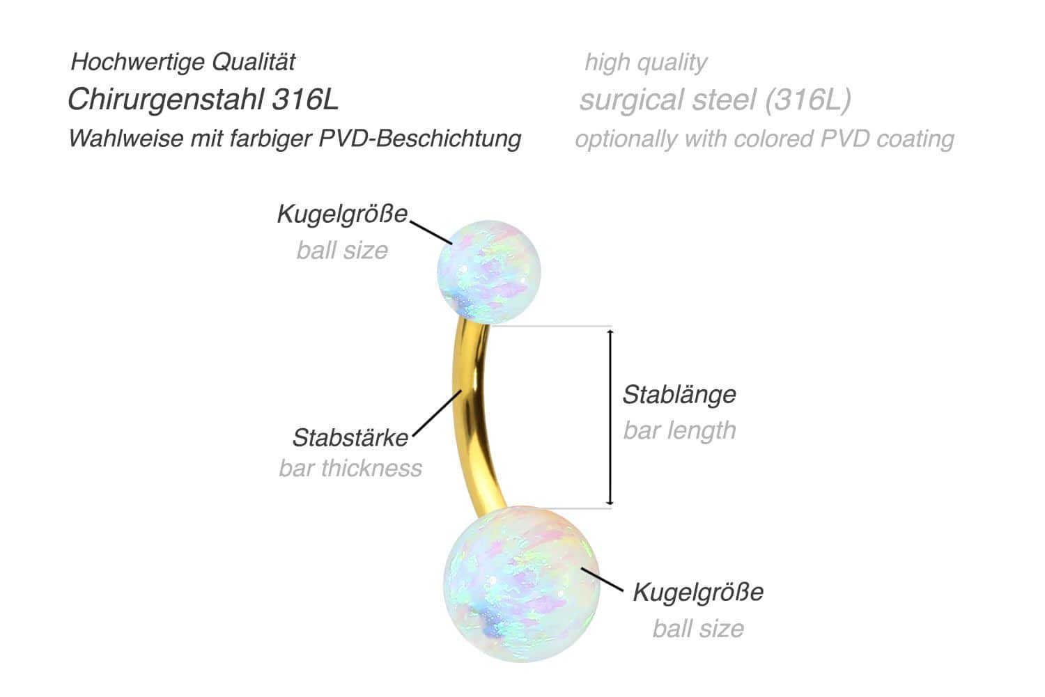 Chirurgenstahl Bananabell SYNTHETISCHE OPALE