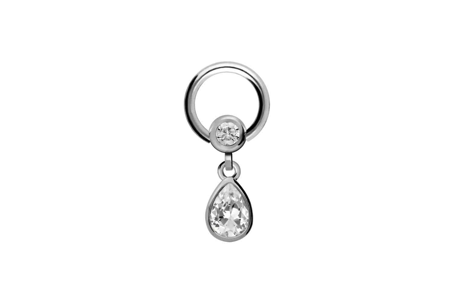 Surgical steel ball closure ring CRYSTAL DROP