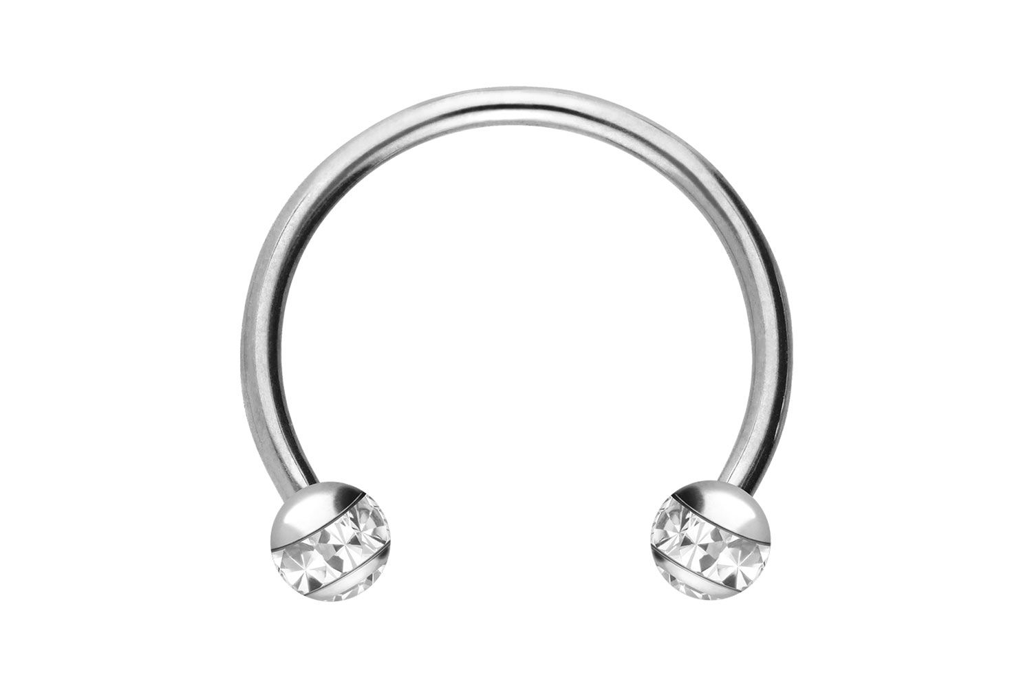 Surgical steel circular barbell EPOXY RING BALLS + CRYSTALS