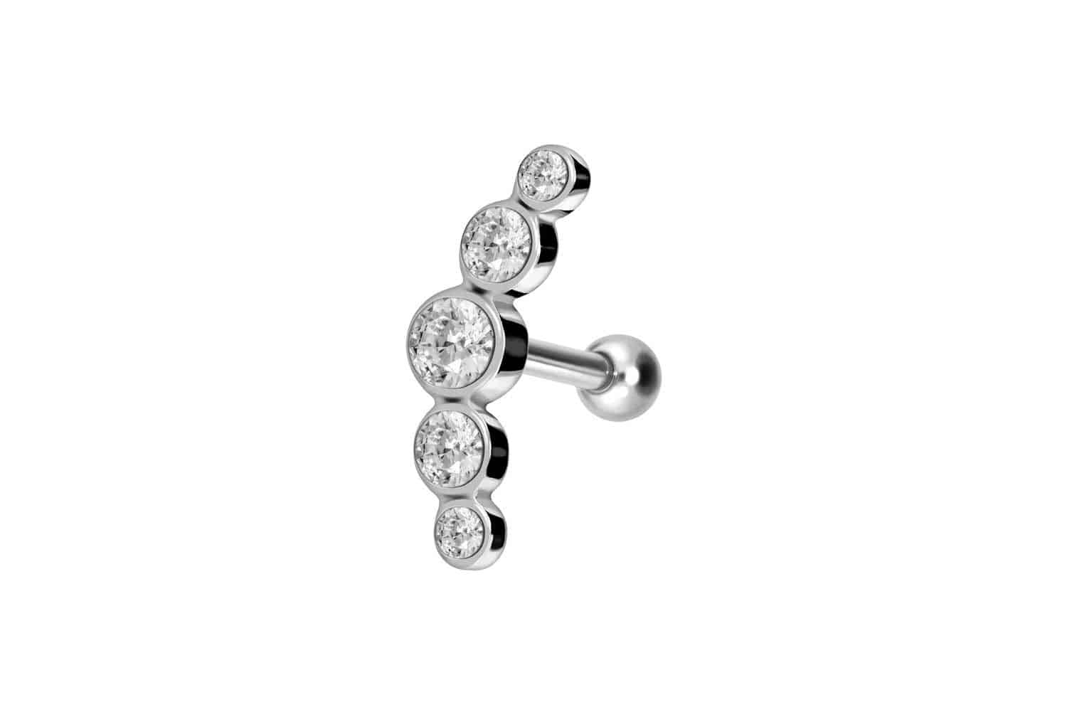 Surgical steel ear piercing 5 CRYSTALS