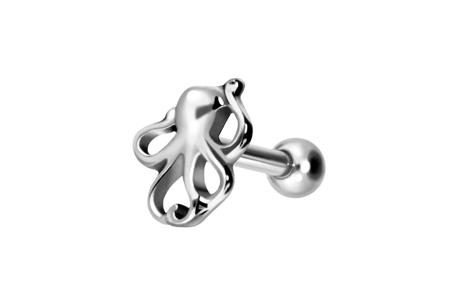 Titan Ohrpiercing mit Innengewinde OKTOPUS