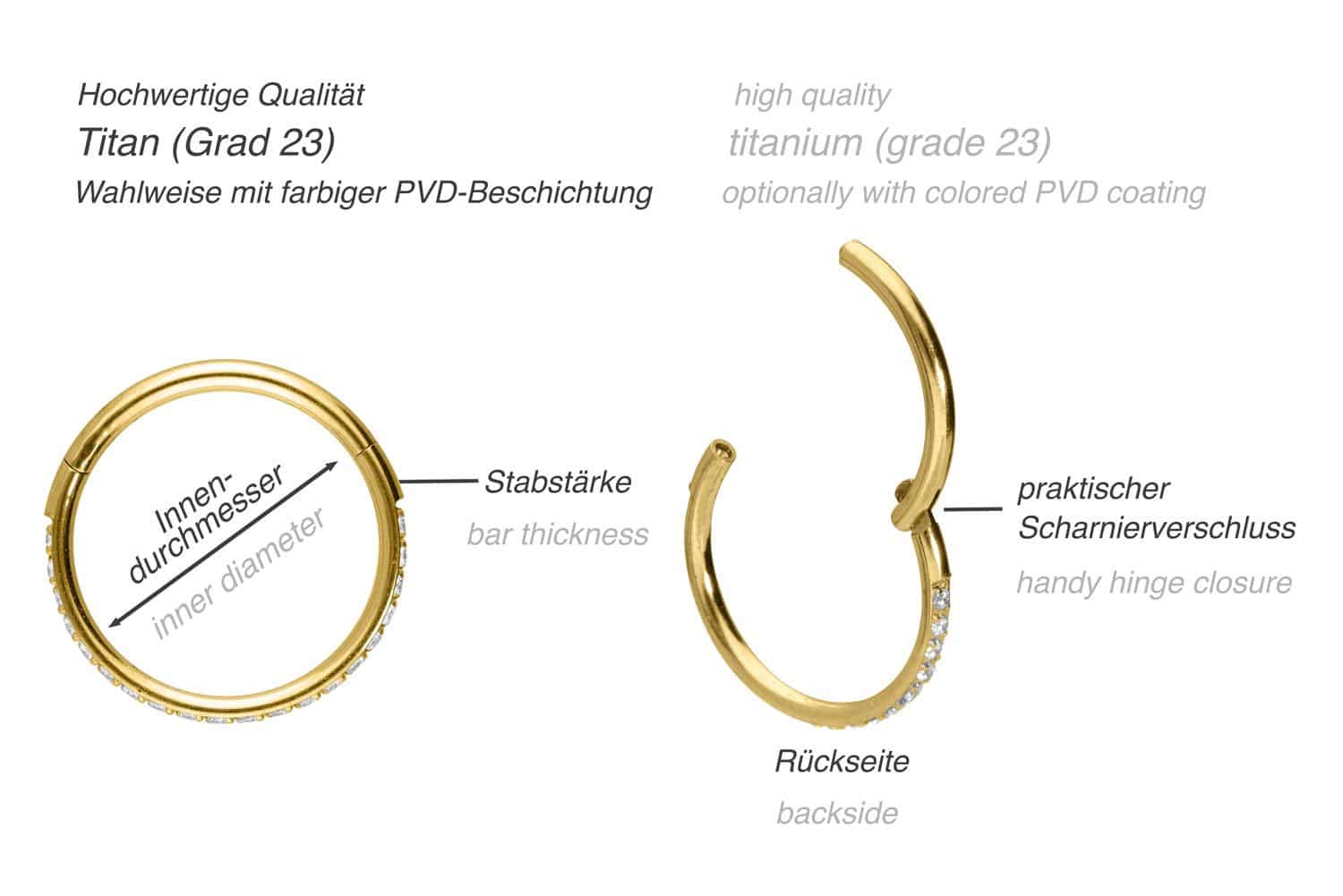 Titan Segmentring Clicker EINGEFASSTE KRISTALLE