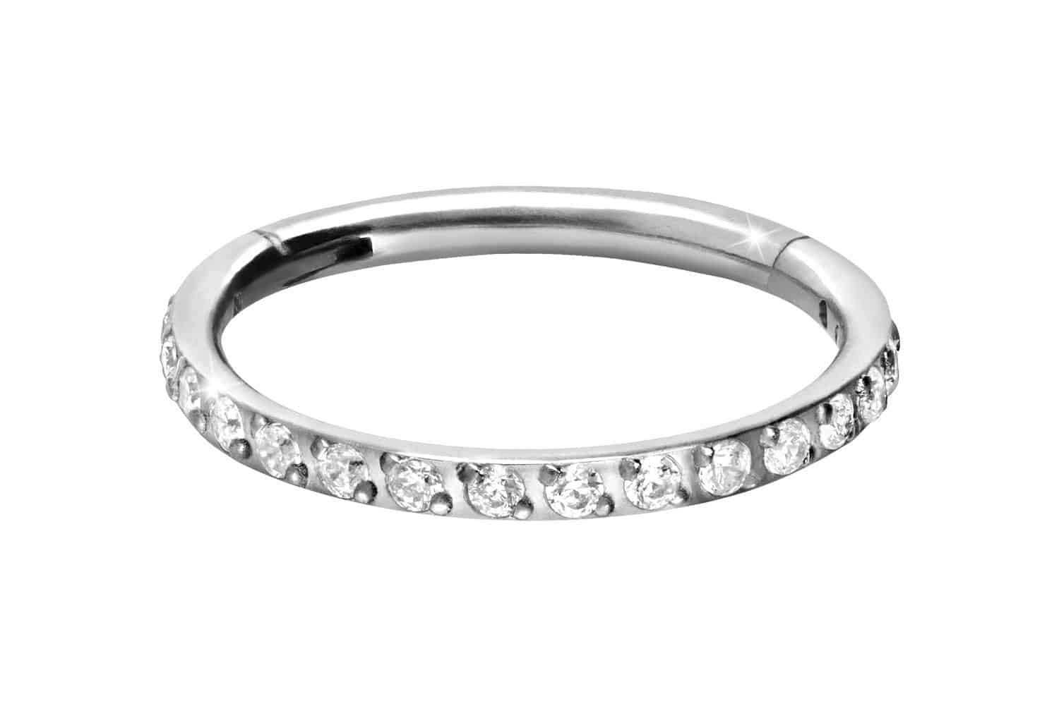 Titanium segment ring clicker SETTED CRYSTALS