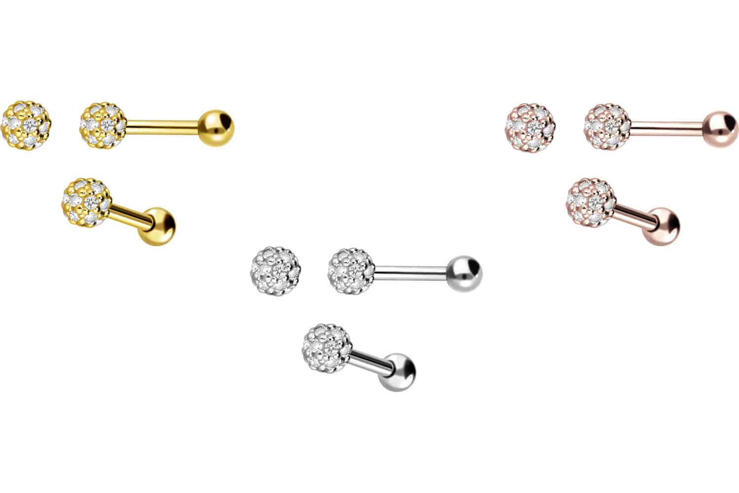 18 Karat Gold Ohrpiercing KRISTALLKUGEL