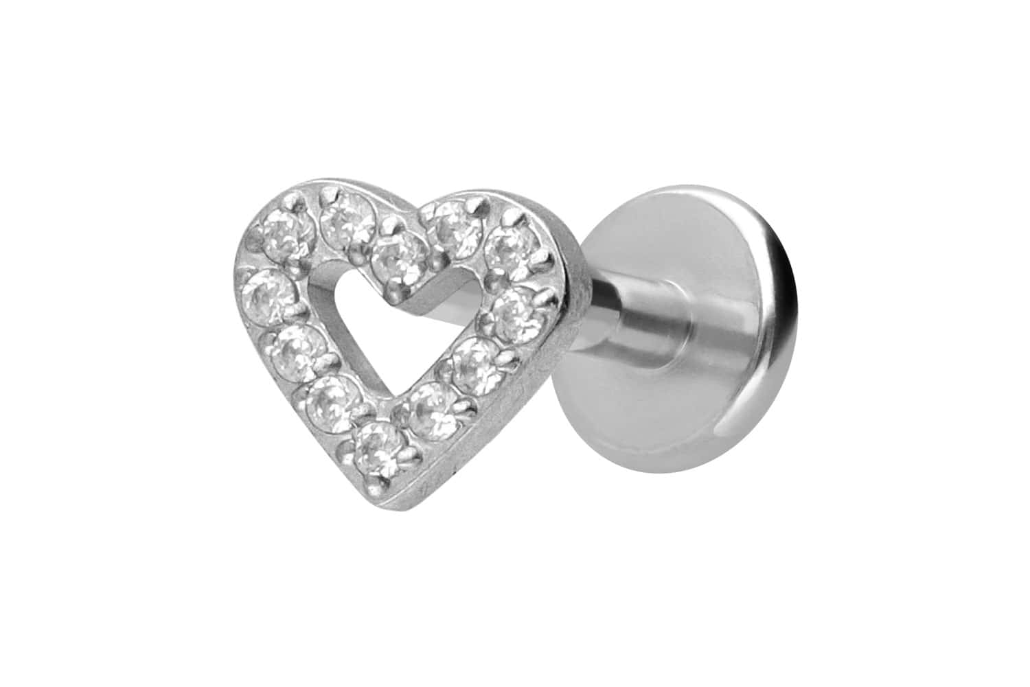 Titanium labret with internal thread CRYSTAL HEART