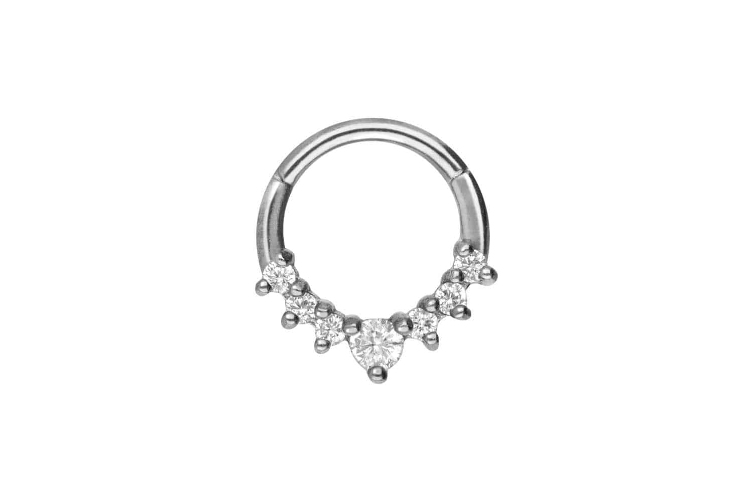 Surgical steel segment ring clicker 7 SETTED CRYSTALS