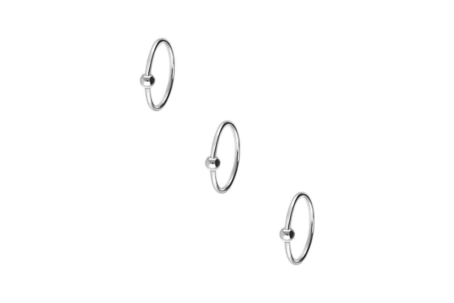 SET 925 silver nose ring BALL - bendable