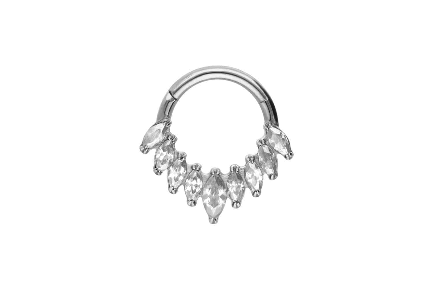 Titanium segment ring clicker 9 SETTED CRYSTALS