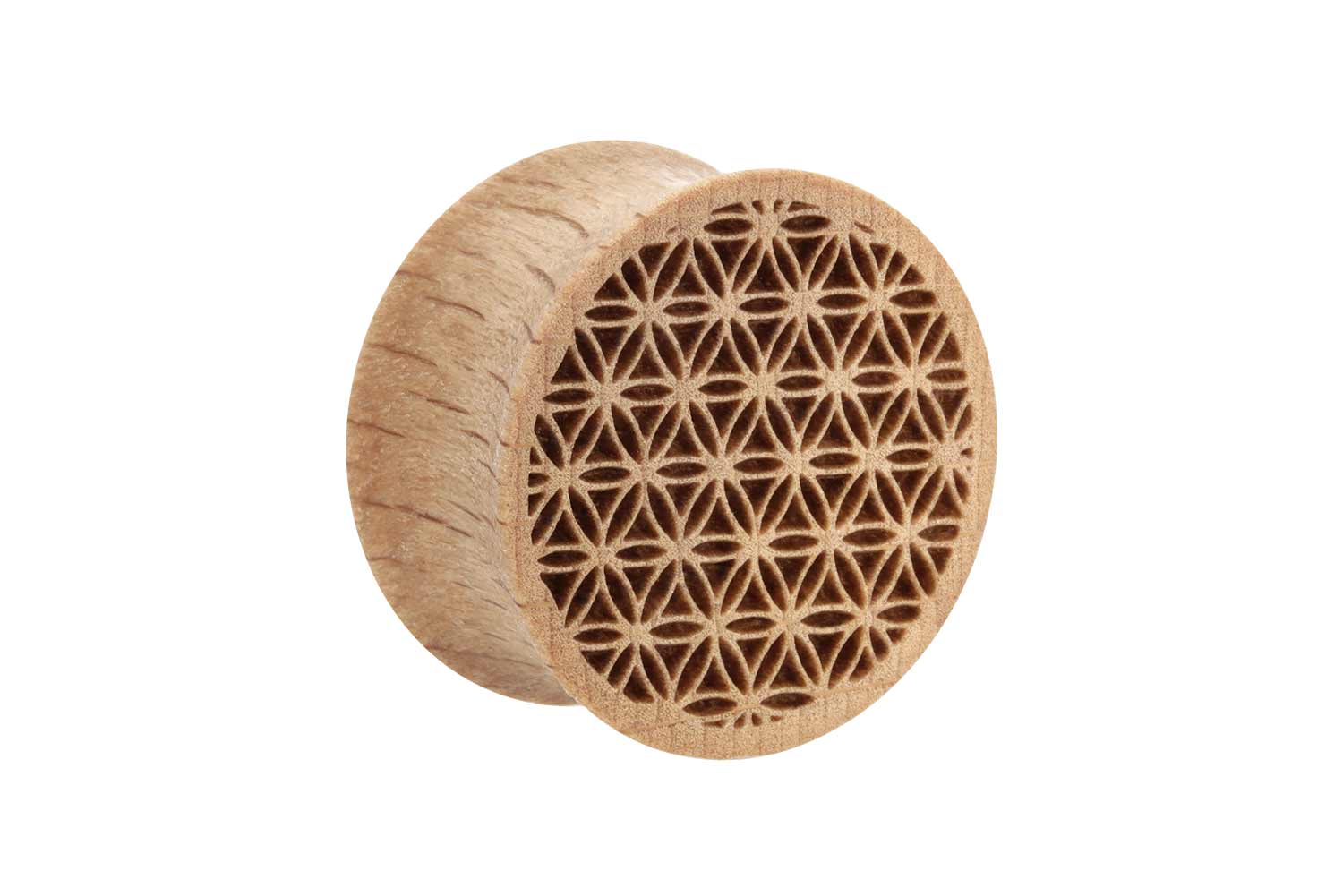 Wood Double Flared Plug FLOWER OF LIFE ++SALE++