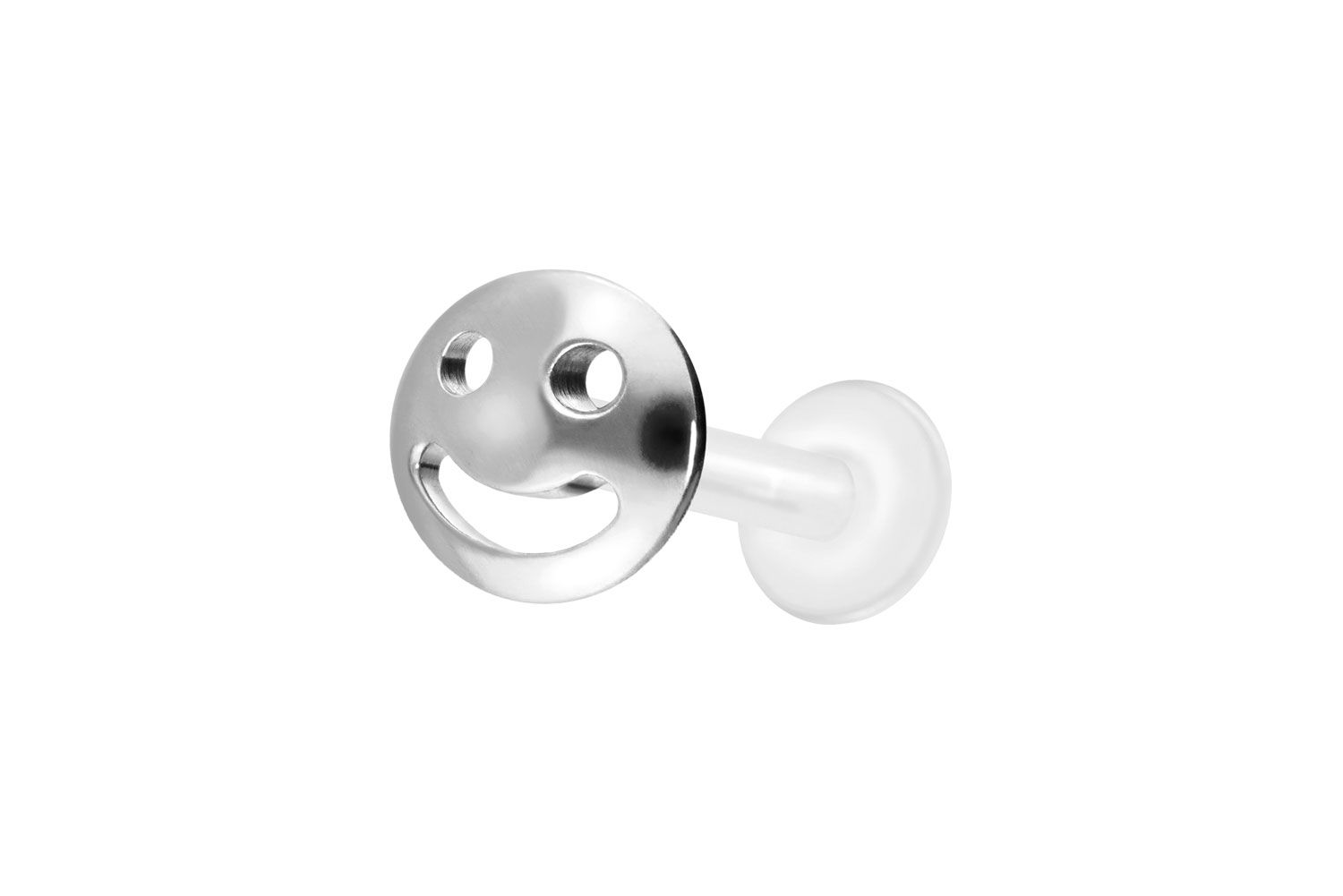 PTFE Labret mit Innengewinde + Titan-Aufsatz LACHENDES GESICHT