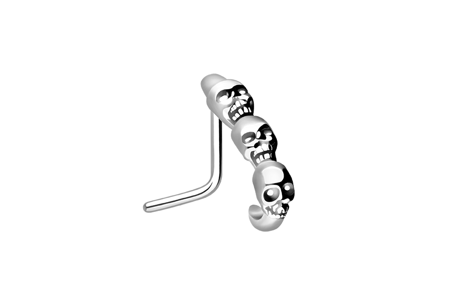 Surgical steel nose stud THREE SKULLS