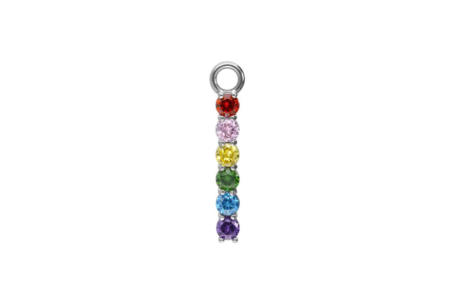 Surgical steel pendant for clickers MULTICOLORED CRYSTAL BAR