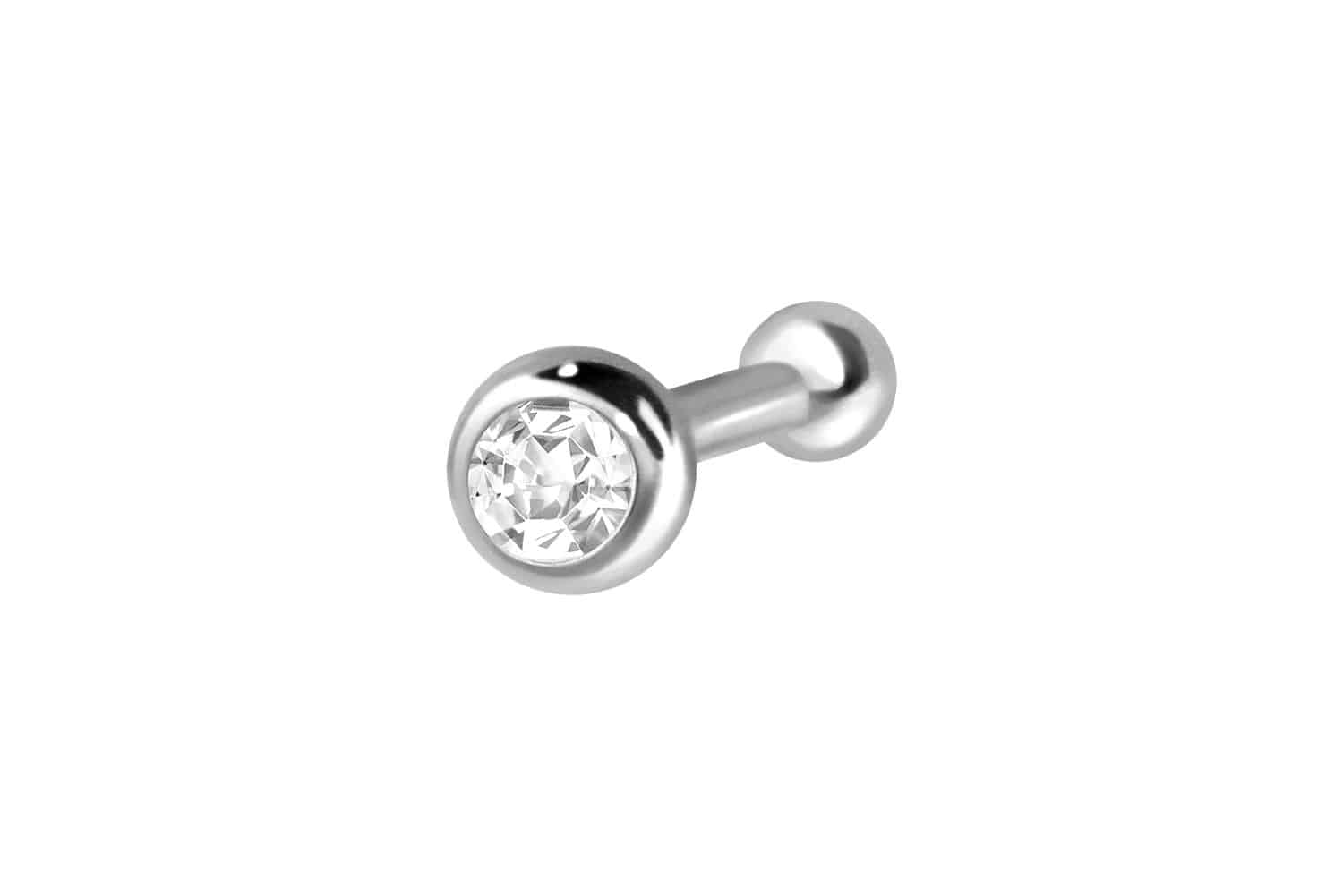 18 carat gold nose stud pin ROUND CRYSTAL