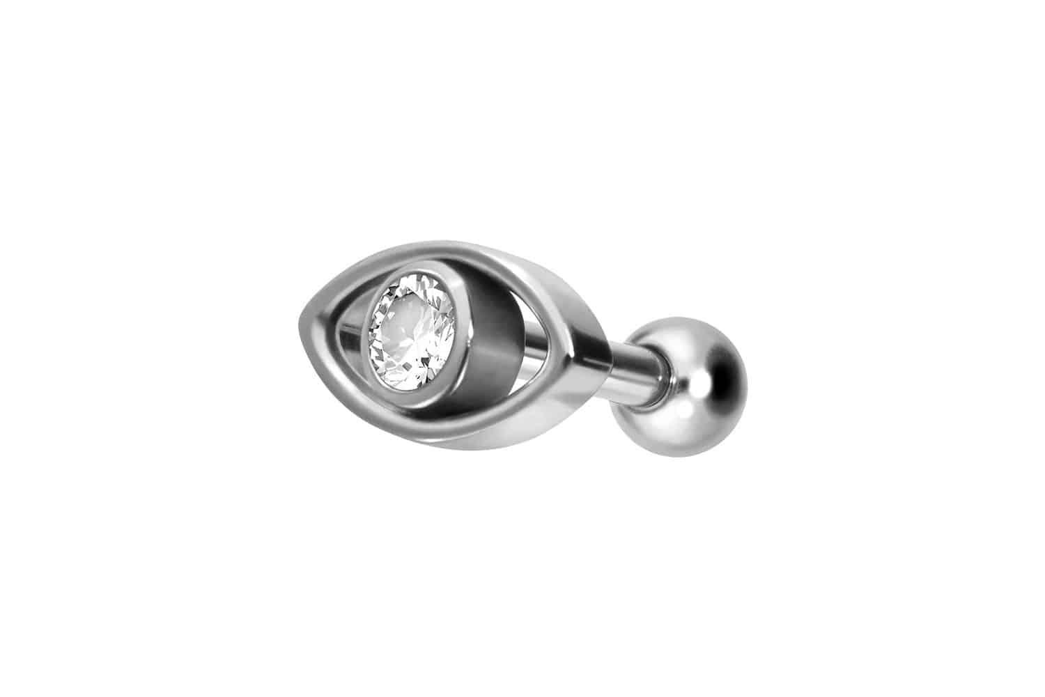 Titanium ear piercing with internal thread EYE + CRYSTAL