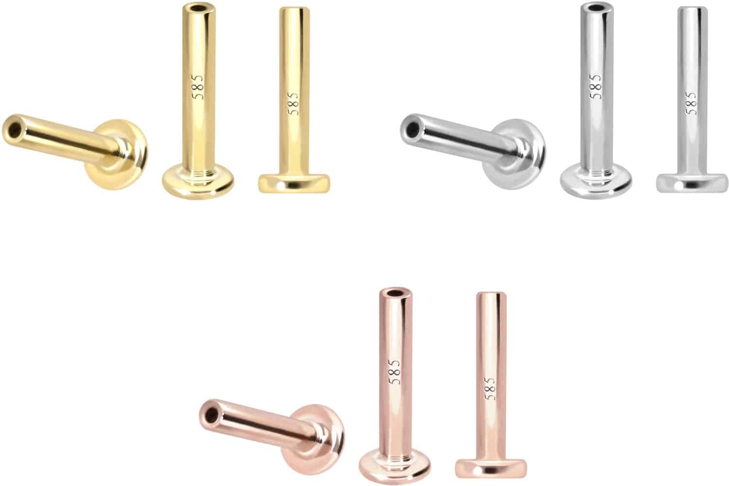 14 Karat Gold Labret mit Push Fit ohne Aufsatz